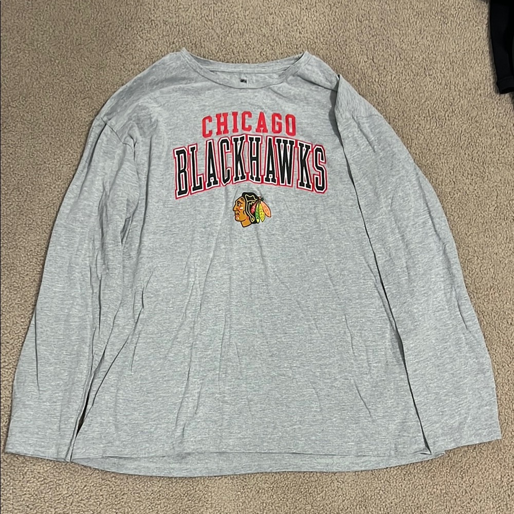 Chicago Blackhawks Gray Long Sleeve Shirt